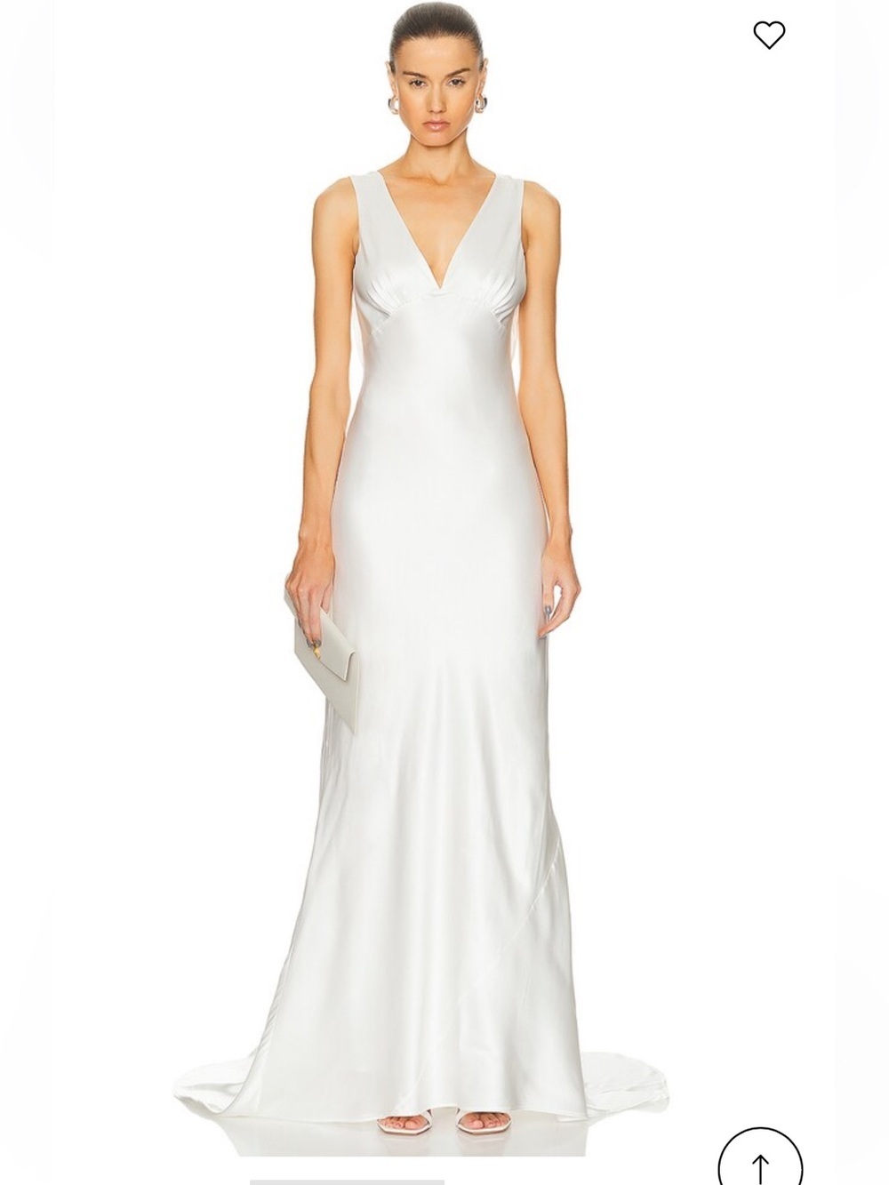 Alexis Celine dress White V-Neck Satin Evening Gown bridal train FWRD $1200 M